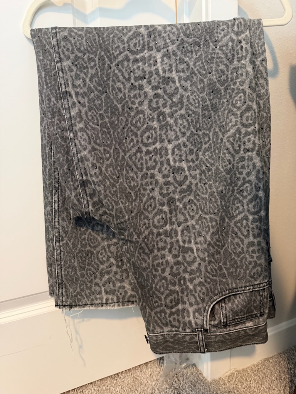 Liu Jo Gray Leopard-Print Wide Leg Jeans
